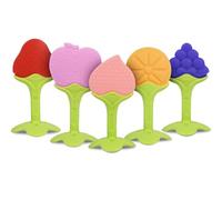 Vicloon Massaggiagengive, 5 Pezzi Massaggia Gengive Per Neonati, Dentizione Neonati Giocattolo, Mastica Silicone Frutta Massaggiagengive Senza BPA, Adatto per Regalo per La Doccia Del Bambino