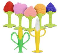 Vicloon Massaggiagengive, 7 Pezzi Massaggia Gengive per Neonati, Dentizione Neonati Giocattolo, Mastica Silicone Frutta Massaggiagengive Senza BPA, Adatto per Regalo per La Doccia del Bambino