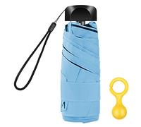 Vicloon Mini Ombrello Portatile Pieghevoli, Leggero Compatto Antivento Ombrello da Viaggio con Piatto Manico, Pioggia e UV Protezione Ombrello per Uomo e Donna Protezione UPF>50+(Blu)