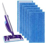 Vicloon Mop Pad, 6 Pezzi Microfibra Mop Sostituzione Pulizia Pad, Panno Mocio Compatibile con Swiffer Wetjet Mop e la Maggior Parte dei Mop con Velcro da 25-30 cm, Intrappola Polvere e Peli, Blu