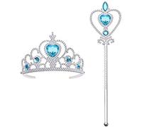 Vicloon Nuovi Costumi da Principessa Set PCS Dono - Parrucca,Diadema,Guanti,Bacchetta Magica,Orecchini,Anello da 3 a 10 Anni (2pcs)