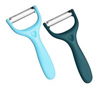 Vicloon Pelapatate, 2 Pezzi Pela Verdure Manico Antiscivolo, Pelapatate e Verdure a Y Lame Affilate in Acciaio Inossidabile, Sbucciatore Universale per Patate Carote e Verdure Varie e Frutta