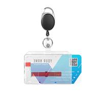 Vicloon Porta badge orizzontale in plastica rigida, porta badge per 2 carte d'identità, portachiavi retrattile, per ufficio, scuola, carte di credito, patenti di guida e pass (rosso)