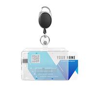 Vicloon Porta badge orizzontale in plastica rigida, porta identificativo per 2 carte, portachiavi retrattile per ufficio, scuola, carte di credito, patenti di guida e pass (bianco)