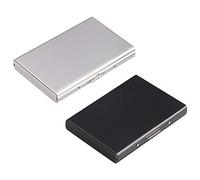 Vicloon Porta Carte di Credito, 2 Pezzi Porta Carte Acciaio Anti RFID e NFC in Acciaio Inossidabile, Eleganti Portafogli da Viaggio, Carta d'identità, Assicurazione, per Uomo e Donna, Argento e Nero
