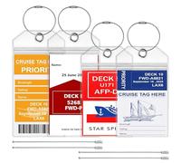 Vicloon Porta Etichette Per Valigia da Crociera,4 Pcs Etichette Bagaglio Crociera con Anello in Acciaio e Cerniera,Viaggio Bagagli Tag Impermeabile in PVC,Compatibili con MSC,Costa,N rociere