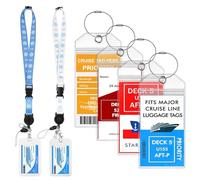 Vicloon Porta Etichette Per Valigia da Crociera,6 Pcs Etichette Bagaglio Crociera con Anello in Acciaio e Cerniera e corda sospesa,Viaggio Bagagli Tag Impermeabile in PVC con MSC,Costa,N rociere