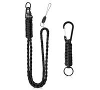 Vicloon Portachiavi Paracord, 2Pcs Portachiavi Cordino Paracord Intrecciato con Moschettone, Portachiavi Collo Corda Paracadute per Carte Didentità Badge Chiavi Esterni Campeggio Viaggi (Nero)