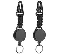 Vicloon Portachiavi Retrattile, 2Pcs Moschettone Paracord Corda, Porta Badge con Moschettone per Impieghi Gravosi, Clip a Bobina Badge Identificativo Tattico con Cavo Retrattile in Acciaio da 60cm