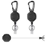 Vicloon Portachiavi Retrattile, Clip a Bobina, Portachiavi Allungabile, Retrattile Bobina Badge con Moschettone Clip con Cavo Acciaio da 60cm per Ufficio, Affari, Exhibition(Nero)