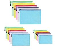 Vicloon Portafogli in plastica, 15 pezzi, formato A3, A4, A5, con chiusura a cerniera, tasche in plastica, per scuola, ufficio, compiti a casa