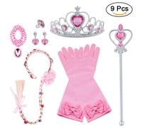 Vicloon Principessa Dress Up 9 Pezzi Accessori per Ragazze Braid Diadema Varita