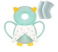 Vicloon Protezione per la Testa del Bambino, Protezione Testa per Neonato, Morbido e Traspirante, Cuscino di Sicurezza Regolabile per Bambini di che Imparano a Gattonare e Camminare, Gufo Verde Chiaro