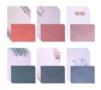Vicloon Set di Carta da Lettere e Buste - 36 Pezzi Set, 24 Fogli Carta da Scrittura + 12 Buste Per Biglietti D'auguri, Lettere D'amore, Matrimoni, Fiori E Lettere Aziendali