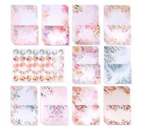Vicloon Set di Carta da Lettere e Buste, 50 Fogli Carta da Scrittura + 50 Buste + 60 Adesivi Rotondi Per Biglietti D'auguri, Lettere D'amore, Matrimoni, Fiori E Lettere Aziendali