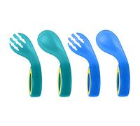 Vicloon Set di forchetta e cucchiaio, 4 pezzi, utensili per l'alimentazione automatica, facile impugnatura, set di posate per bambini, per lo svezzamento e lo svezzamento dei bambini, per lo