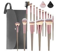 Vicloon Set Pennelli Make up da 18 pezzi,15 Pezzi Professionale Pennelli Make Up Pennelli con Ombretto Palpebra Eyeliner Mascara Sopracciglia Makeup Occhi con 2 Piumino per Cipria e Borsa Portaoggetti