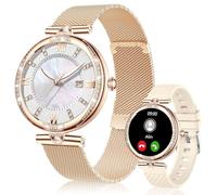 Vicloon Smartwatch Donna con Chiamate Bluetooth, 1.19" Fitness Orologio con Contapassi, 24H Cardiofrequenzimetro, Sonno, Ciclo Mestruale, Impermeabile IP68, Compatibile iOS/Android, Oro Rosa