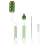 Vicloon Spazzola per Biberon, 4 Pezzi Silicone Pulizia Biberon e Ciuccio, Scovolino in Silicone con Foro per Appendere, Pulizia di Bottiglie d'Acqua Thermos Bicchieri di Vetro, Verde