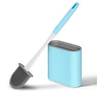 Vicloon Spazzola WC Bagno, Scopino e Supporto per Toilette, Set di Spazzole per WC in Silicone Morbido, Scopini Spazzola per WC, Scopino per la Pulizia della Toilette con Supporti (Blu)