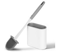 Vicloon Spazzola WC Bagno, Scopino e Supporto per Toilette, Set di Spazzole per WC in Silicone, Scopini Spazzola per WC, Scopino per la Pulizia della Toilette con Supporti (Bianco)