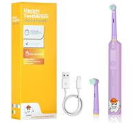 Vicloon Spazzolino Elettrico Bambini dai 5-12 Anni,Spazzolino Bambini con 2 Pezzi Testina Dello Spazzolinos e Timer Intelligente,Luce Colorate LED,Vibrazione Morbido,IPX7 Impermeabile,Comodo Manico