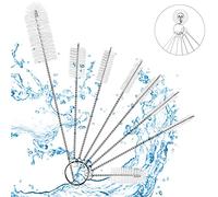 Vicloon Spazzolino per Bottiglie, 8 Pcs Spazzola di Pulizia Set Multiuso Spazzola Bottiglia per Tubo, Tastiera, Provetta, Bocca di Bollitore, Lavandino, Bottigliette, Macchina Caffè ECC (Bianca)