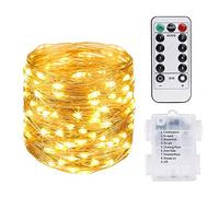 Vicloon Stringa Luci LED, 10M 100 LED Luci Natale Impermeabili con Telecomando, a Batteria, Lampada a Fili di Rame, Luci Decorative per Giardino, Casa Feste, Halloween, Matrimonio