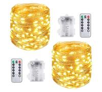 Vicloon Stringa Luci LED, 2PCS 10M 100 LED Luci Natale Impermeabili con Telecomando, a Batteria, Lampada a Fili di Rame, Luci Decorative per Halloween, Compleanno, Matrimonio, Partito