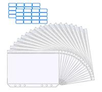 Vicloon Tasche Raccoglitore A5, 18Pcs A5 Formato 6 Fori Raccoglitore Sacchetto, PVC Borsa per Cerniera in Plastica con 2Pcs Etichette, Borsa per Documenti per Notebook, Quaderni e Carte