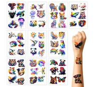 Vicloon Tatuaggi per bambini,Tatuaggi Temporanei con Animali da Safari Ad Acquerello per Bambini,10 Fogli,Stickers Trasferelli per Regali Gratificanti per Ragazze Ragazzi,Feste di Compleanno