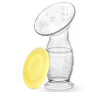 Vicloon Tiralatte Manuale, 100ml Tiralatte in Silicone, Raccoglitore di Latte Materno con Coperchio, Coppette Raccoglilatte, BPA Senza, Risparmiare Latte, per Allattamento e Pappa, Giallo