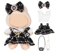 Vicloon Vestiti per Bambole da 17 cm, Adatti per Bambole Labubu da 17 cm, Accessori per La-bubu, Abbigliamento per La-Bu, con 1 Gonna, 1 Fodera, 1 Forcina, 1 Collana, 1 Borsa a Catena