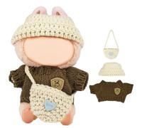 Vicloon Vestiti per bambole da 17 cm, Adatti per Bambole Labubu da 17 cm, Accessori per La-bubu, Abbigliamento per La-Bu, con 1 Maglione, 1 Cappello, 1 Borsa a tracolla