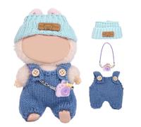 Vicloon Vestiti per Bambole da 17 cm, Set di Vestiti per Bambole di Peluche, DIY Abbigliamento, Adatto Bambole di 1/2/3 Generazione, Include Solo Vestiti, Senza Bambola-Salopette di Lana Blu