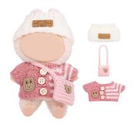 Vicloon Vestiti per Bambole da 17 cm, Set di Vestiti per Bambole di Peluche, DIY Abbigliamento, Adatto Bambole di 1/2/3 Generazione, Include Solo Vestiti, Senza Bambola-Maglione Coniglietto Rosso