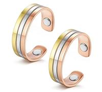 Vicmag 2 anelli magnetici in rame per le donne anello per dita con 4 magneti 100% puro rame massiccio regalo regolabile