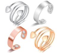 Vicmag 4 anelli magnetici in rame da donna con 3500 magneti di Guass Terapia Salute Gioielli Regalo (brillante e amore), Metallo, Senza Gemme, Metallo, Nessuna pietra preziosa