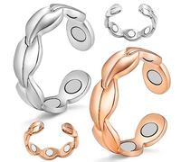 Vicmag Anelli magnetici in rame per donne e uomini ultra rigidi magnetici al 99,99% in puro rame, misura regolabile con confezione regalo (argento e oro rosa)