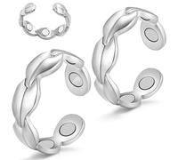 Vicmag Anelli magnetici in rame per donne e uomini Ultra Strength Magnetico 99,99% Rame puro solido Misura regolabile con scatola regalo (forma a foglia d'argento)