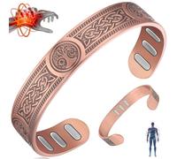 Vicmag Bracciale in rame con magneti da uomo, ultra rigido, magnetico, 99,99% rame, misura regolabile, con confezione regalo