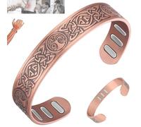 Vicmag Bracciale in rame con magneti da uomo, ultra rigido, magnetico, in rame, da uomo, 99,99% puro rame, misura regolabile, con confezione regalo