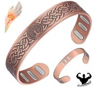 Vicmag Bracciale in rame con magneti da uomo, ultra rigido, magnetico, in rame, da uomo, 99,99% puro rame, misura regolabile, con confezione regalo, 18 cm