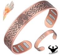Vicmag Bracciale in rame con magneti da uomo, ultra rigido, magnetico, in rame, da uomo, 99,99% puro rame, misura regolabile, con confezione regalo, 18 cm
