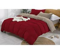 Vico Casa® Parure Copripiumino Matrimoniale in 100% Puro Cotone, Double Face Rosso e Tortora, con federe e Bottoni; 255x240cm / Set copripiumino per letto matrimoniale