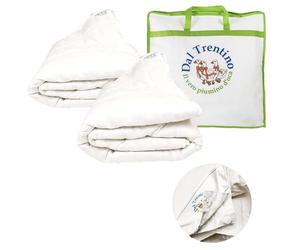 Vico Casa® Piumino piazza e mezzo 4 stagioni, in 100% piuma d’oca, Modello Cortina Duo / 3+2 punti di calore; Due piumoni 200x200cm con bottoni e asole da unire per l'inverno
