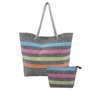 Vico Casa® RIVIERA Borsa mare donna con pochette, borsa spiaggia/Borsa a spalla 49x35x14cm con borsetta, tasca interna e manici in cotone/Modello 3