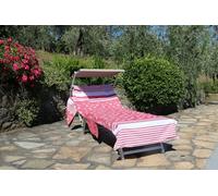 Vico Casa® Telo Mare per Lettino con elastici 75x195cm in cotone, modello Fishy corallo, con 2 tasche laterali e cuscino con zip/Telo lettino da piscina con sacca, certificato OEKO-Tex