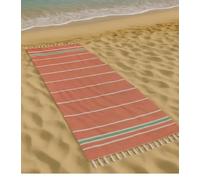 Vico Casa® Telo mare RIVIERA 90x170cm, asciugamano mare in cotone con disegno a righe/Telo spiaggia, piscina, sauna/Rosso e Verde