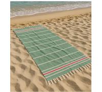 Vico Casa® Telo mare RIVIERA 90x170cm, asciugamano mare in cotone con disegno a righe/Telo spiaggia, piscina, sauna/Verde e Rosso
